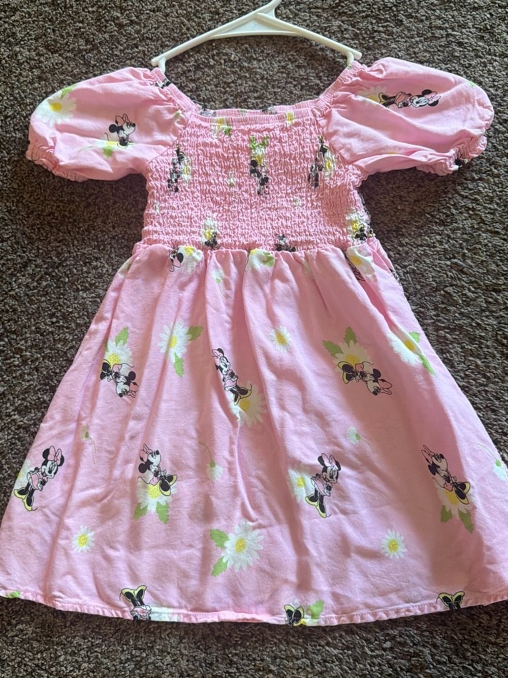 Disney Pink Minnie Mouse Smocked Puff-Sleeve Dress